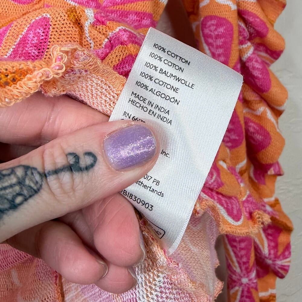 NEW Free People Through The Meadow Grapefruit Seltzer Orange Ruched Retro Top - Picture 13 of 13